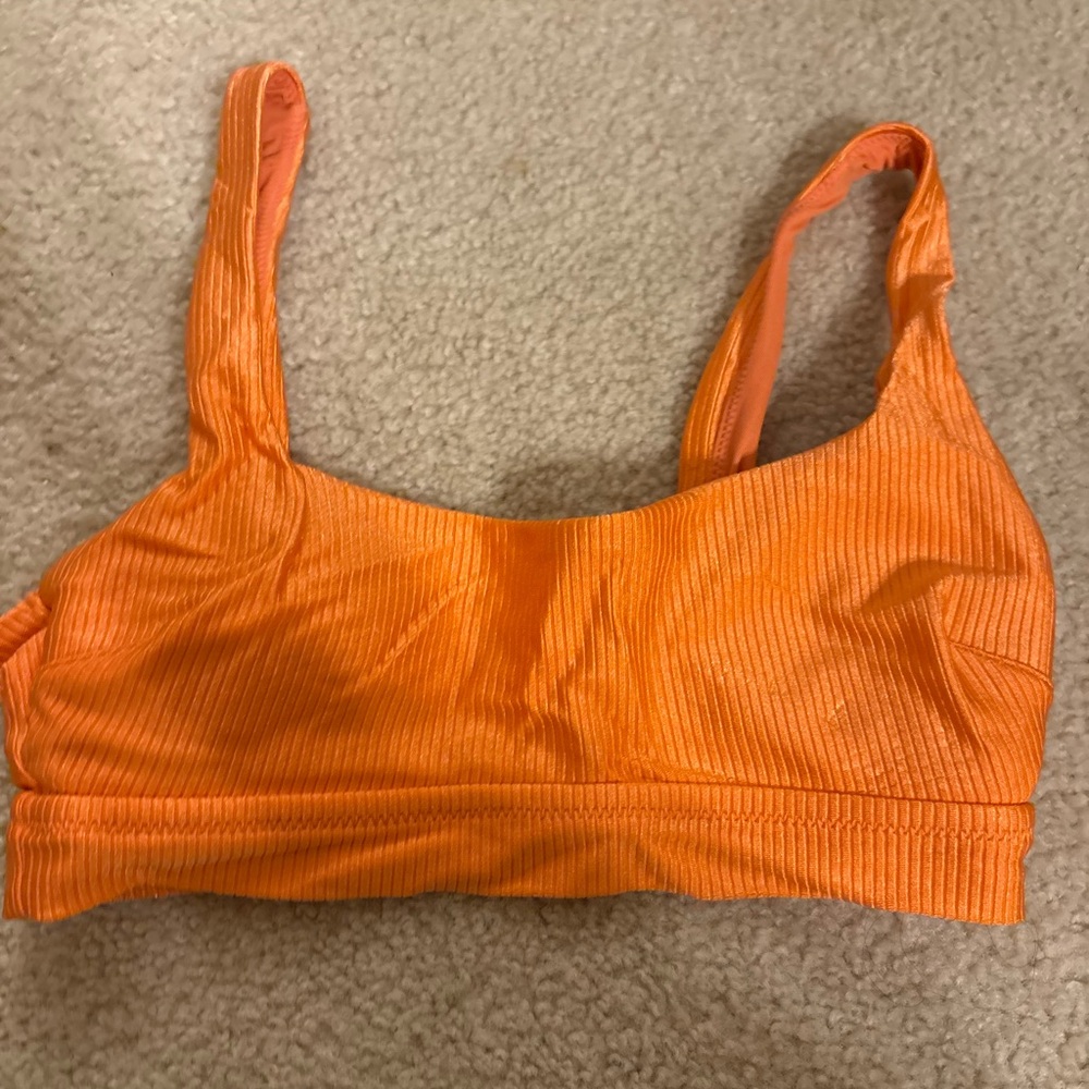 Aerie Bright Orange Scoop Neck Bikini Top